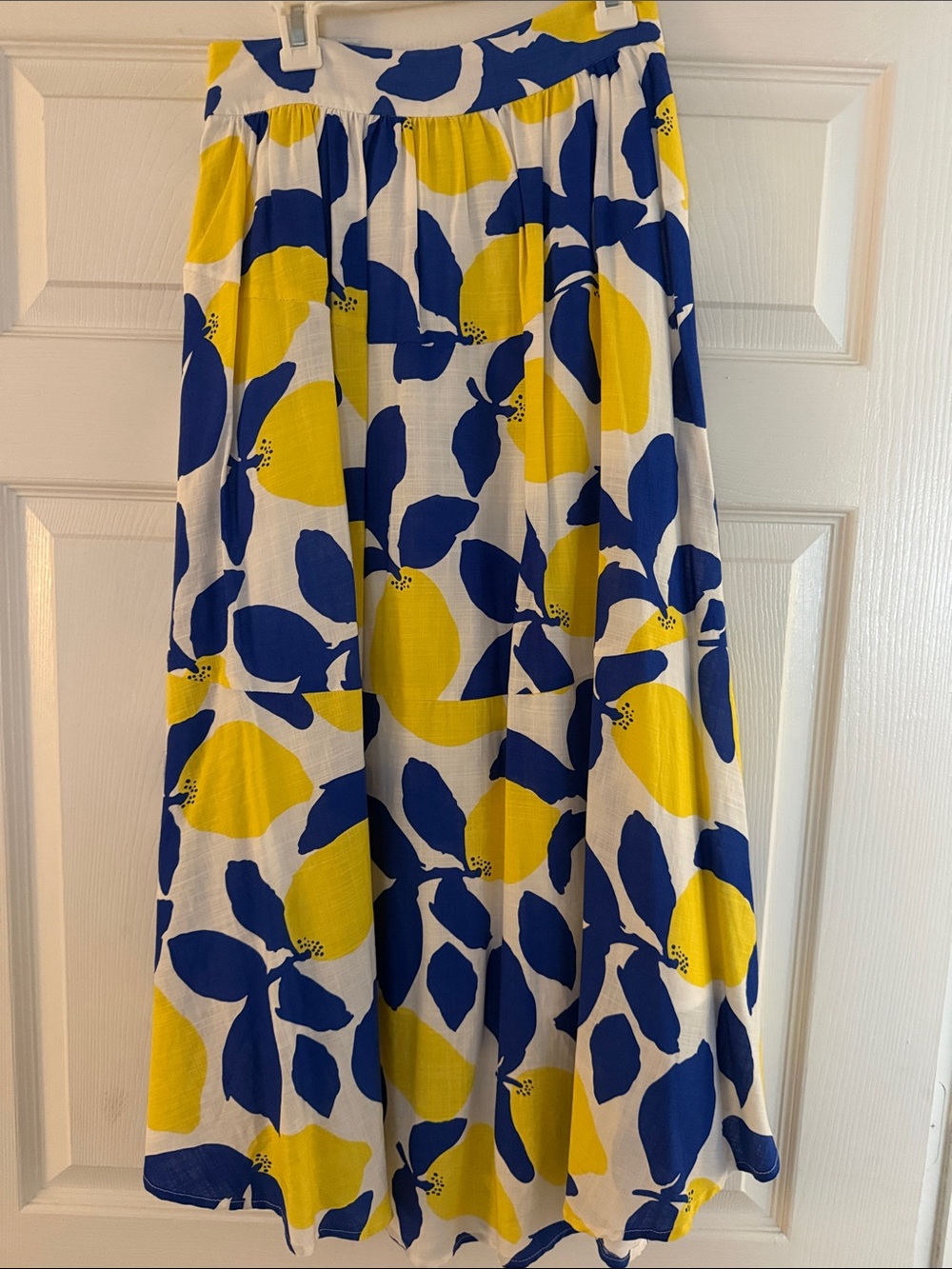 Daniel Cremieux Blue and Yellow Floral Maxi Skirt